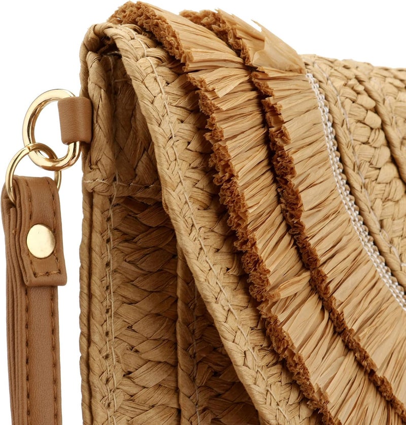 Gets Straw Clutch Purse for Women, Woven Beach Bag Summer Corssbody Purse Small Rattan Shoulder Bag for Travel | Hand-woven, Summer Beach, Envelope, Hand-woven, Summer Beach, Envelope - Image 5